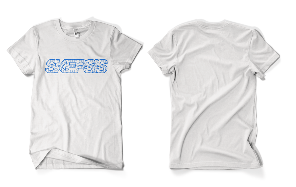 Image of Skepsis T Shirt (White + Blue Logo)