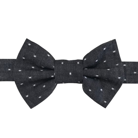 Image of black chambray dot bow tie
