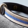 Bracelet *homme* cuir et suédine  - tricolore : ficelle/bleu/blanc