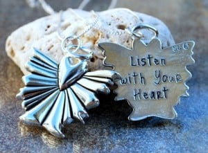 Image of "Listen with Your Heart" Angel Pewter Pendant