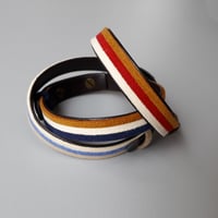 Image 5 of Bracelet *homme* cuir et suédine - tricolore : marine blanc et camel