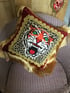 Red Velvet Leopard Tiger Patch Fringed Cushion Cover Image 5