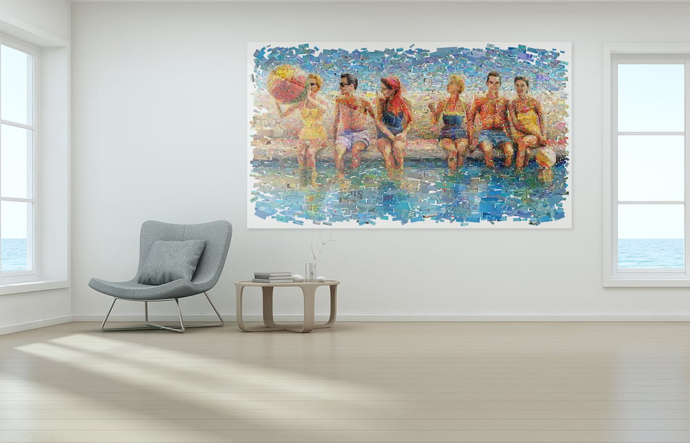 Endless Summer By The Pool Limited Edition Digital Mosaic On Canvas