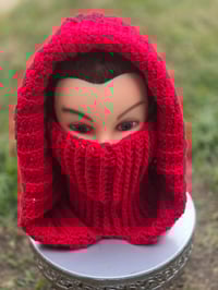 Image 4 of Red hooded scarf