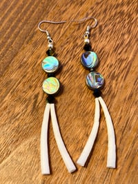 Double Abalone Dentalium Earrings