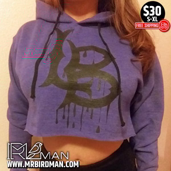 Image of Mr Birdman Front logo crop top (purple)