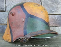 Image 1 of Replica WWI German M-1916 Helmet & Liner. Camouflage Pattern.