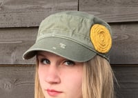 Image 1 of Olive Hat/Golden Yellow Flower