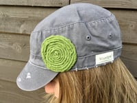 Image 1 of Light Grey Hat/Green Flower