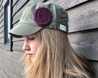 Image 3 of Olive Hat/Purple Flower