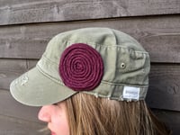 Image 1 of Olive Hat/Purple Flower