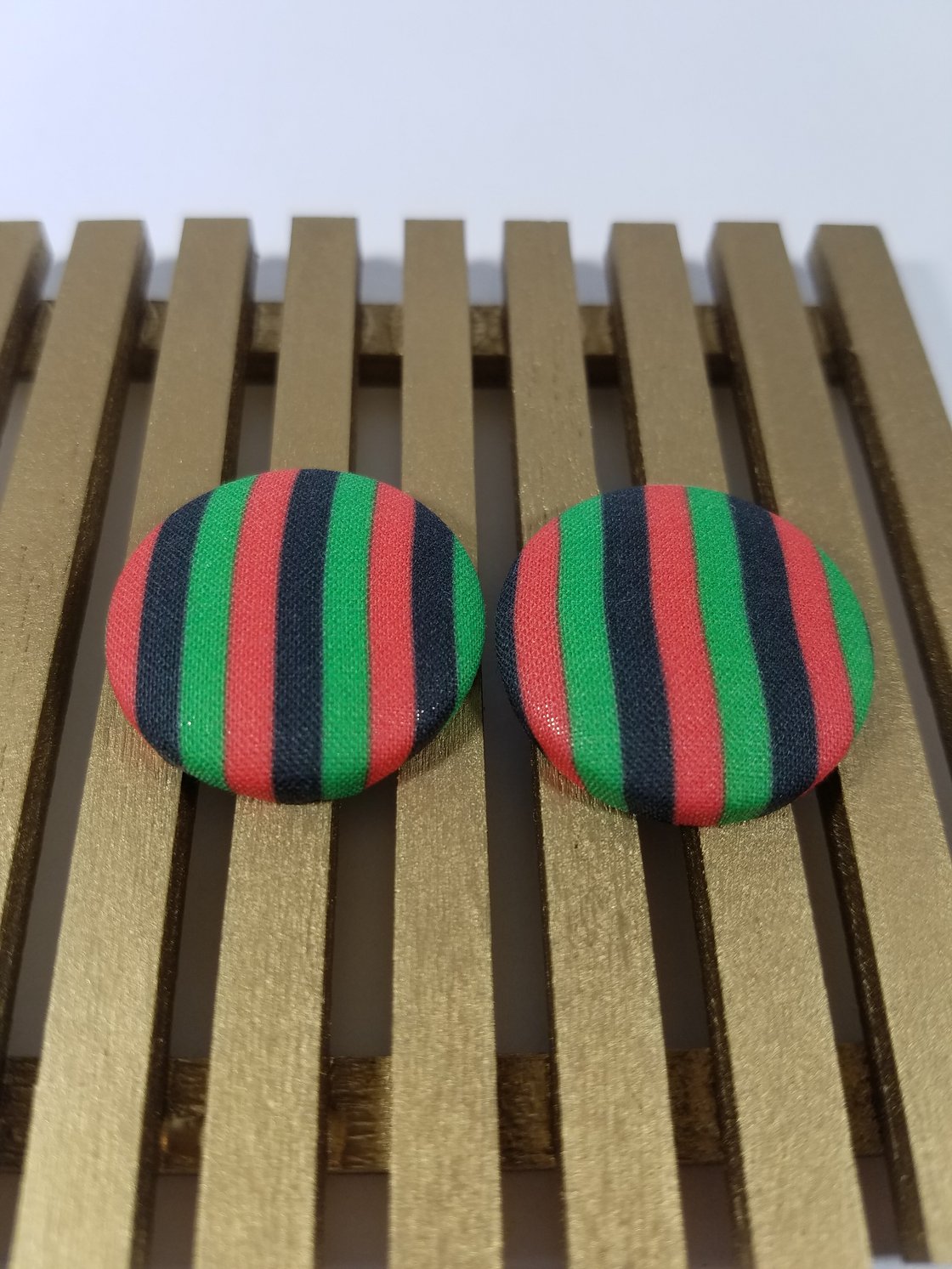Image of African Flag Colored Button Earrings