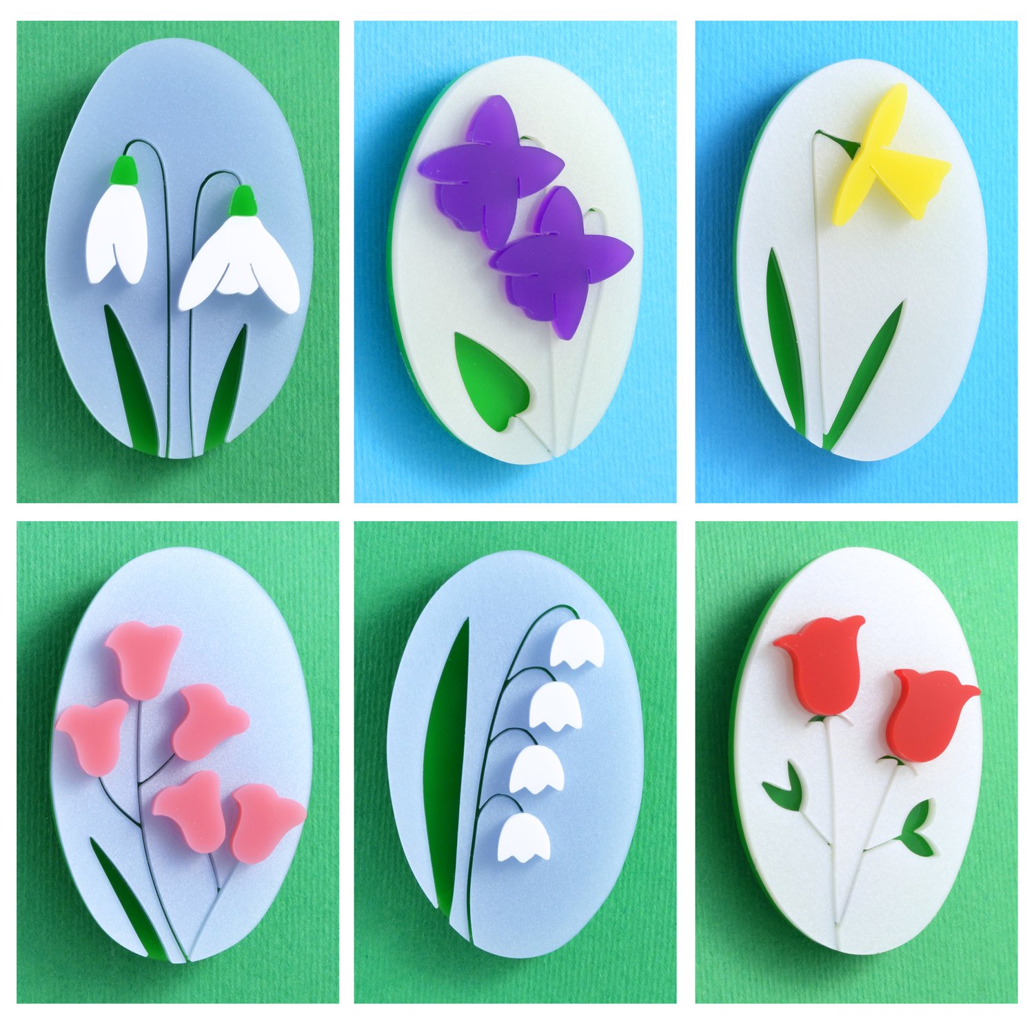 Image of Months and Meanings Flower brooches (January to June)