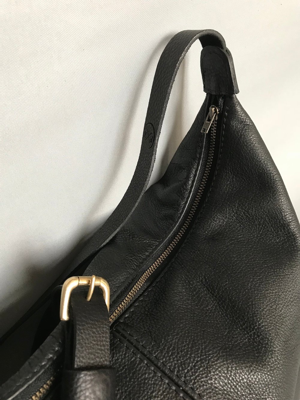 Black Leather Banana Bag BA01 | Paula Kirkwood