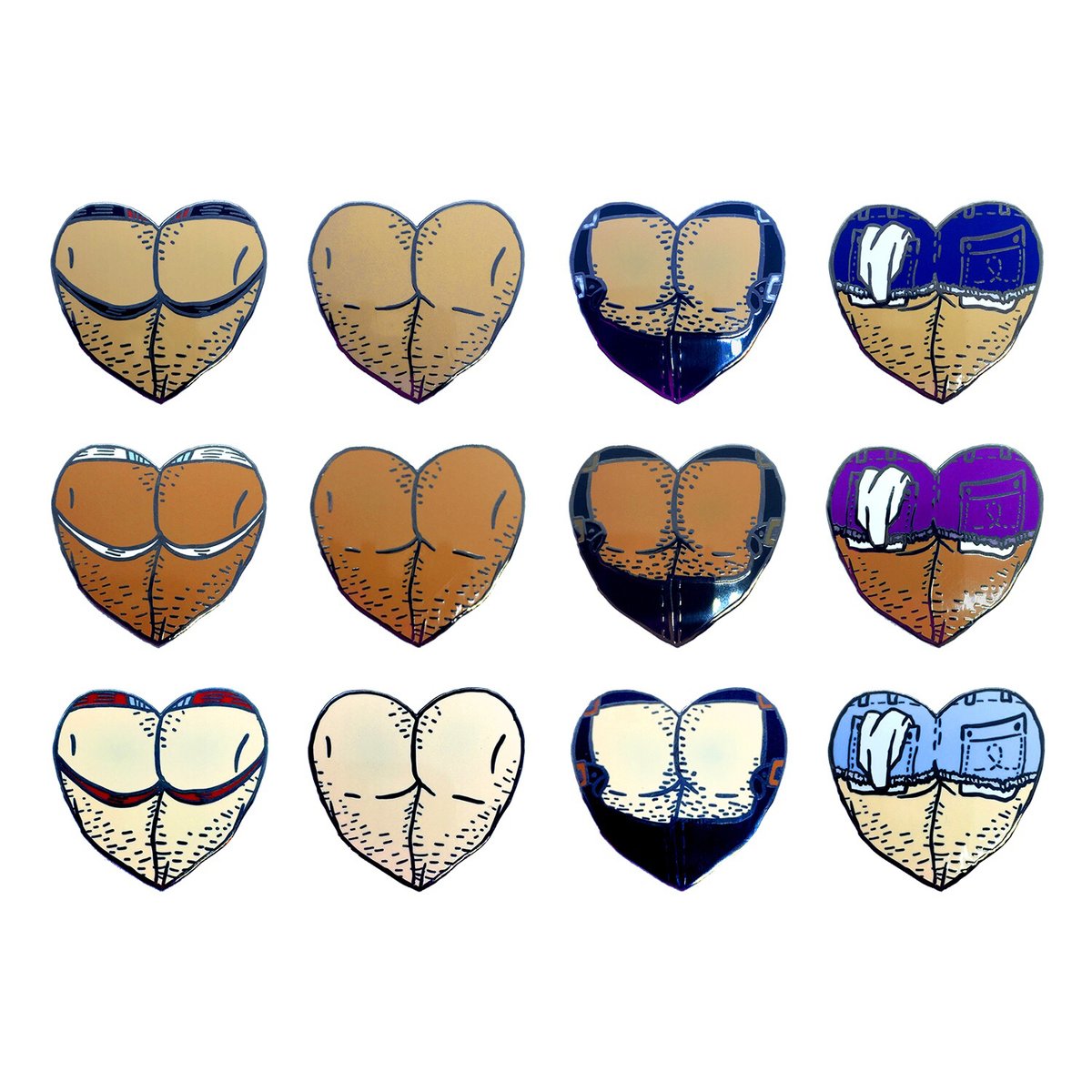 Butt Hearts Midcard Pins 8050