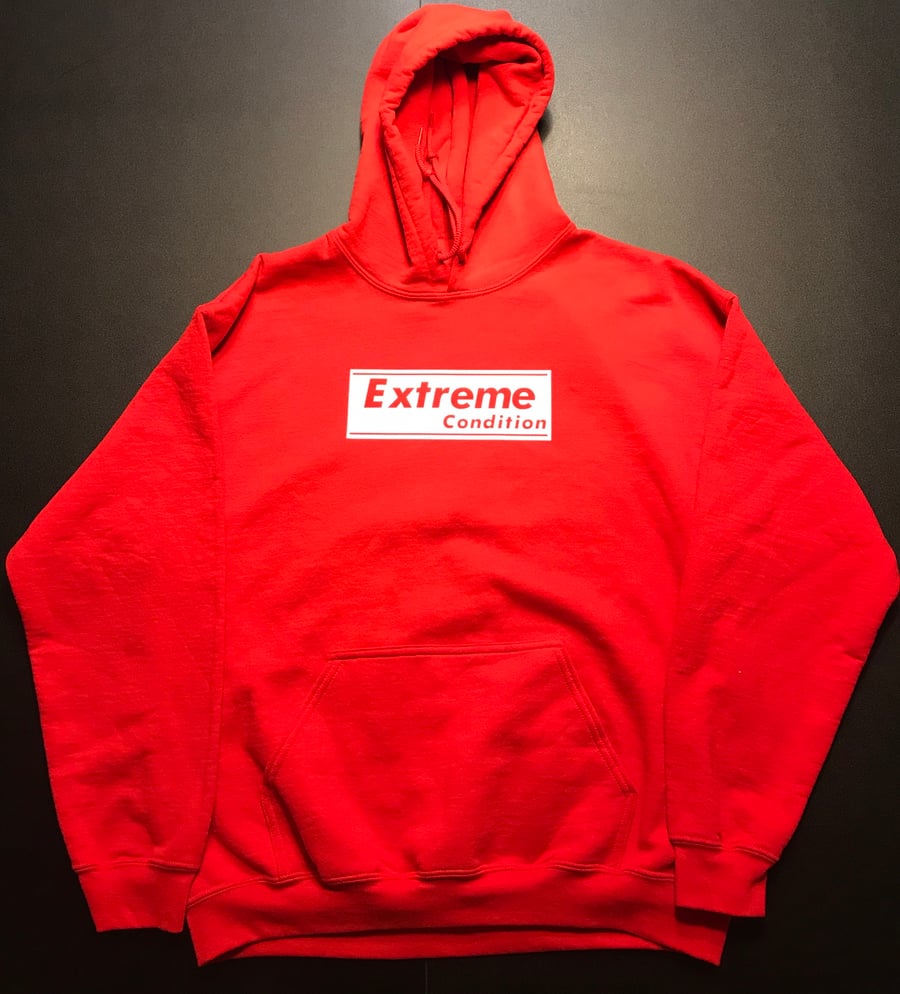 Image of Red and White Box Logo Hoodie