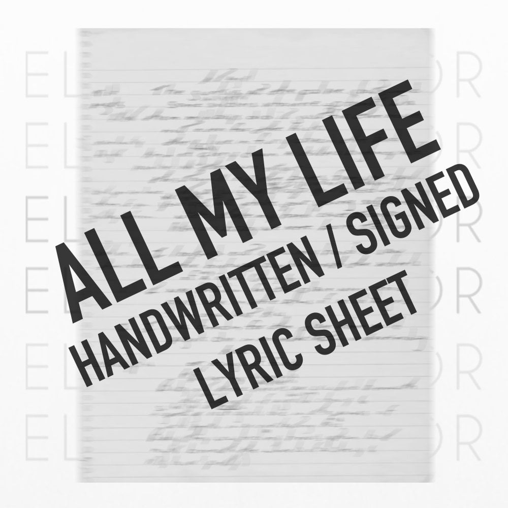 Image of Handwritten & Signed 'All My Life' Lyric Sheet