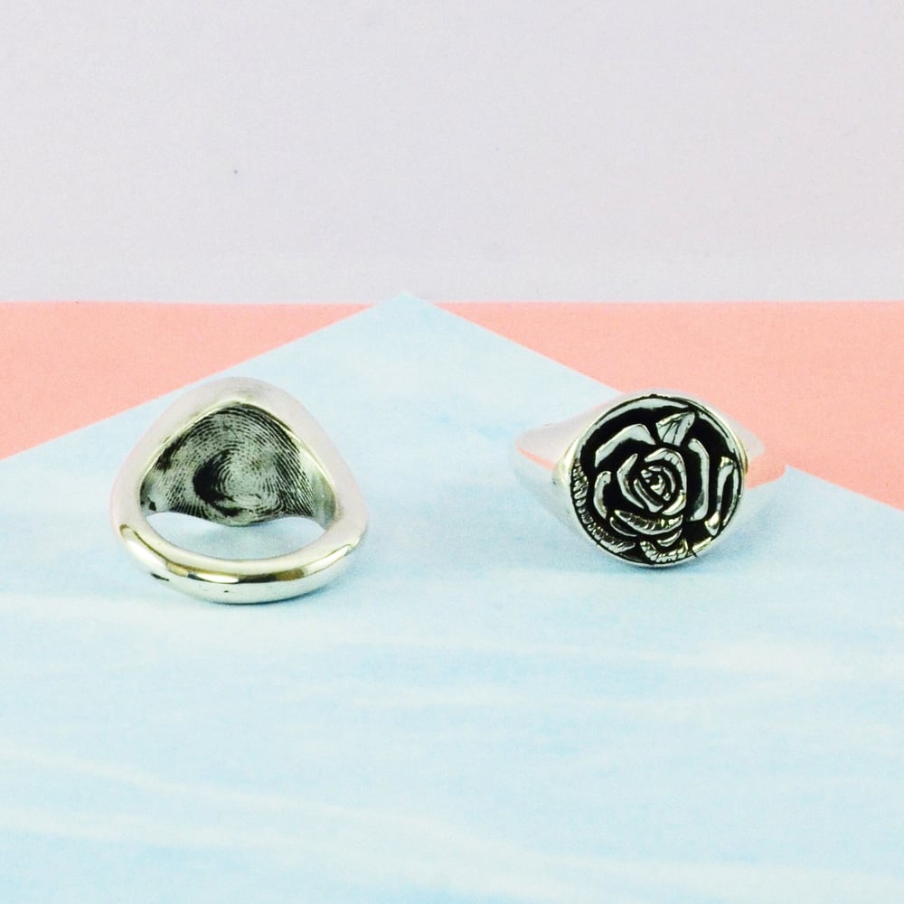 Image of Embossed Rose Signet Ring