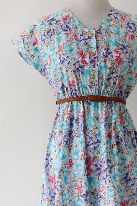 Image of Vibrant Tropical Floral Cotton Dress 
