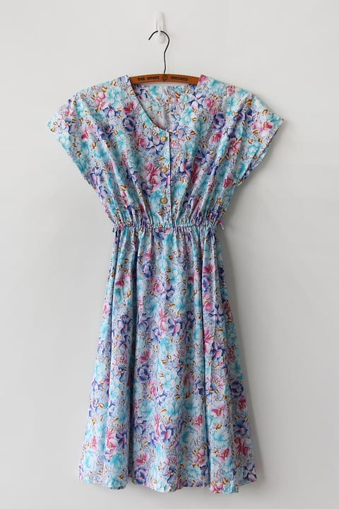 Image of Vibrant Tropical Floral Cotton Dress 