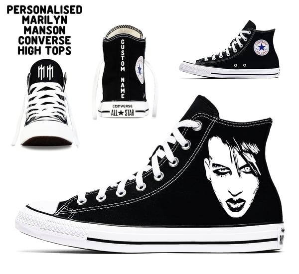 Image of MARILYN MANSON PERSONALISED CONVERSE HIGH TOPS