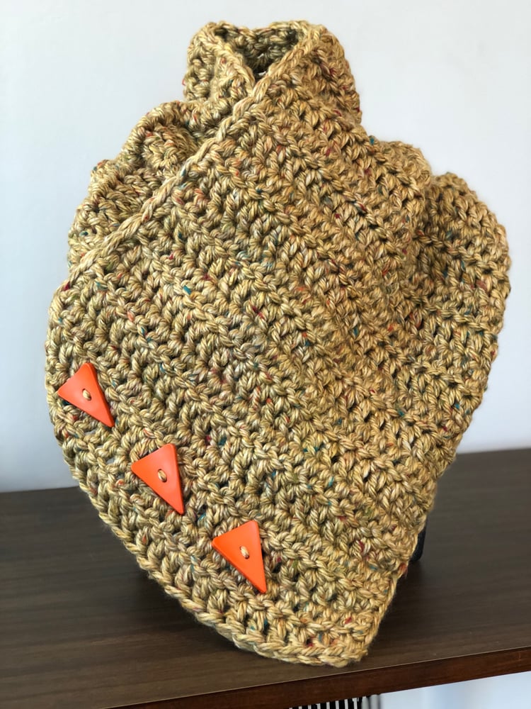 Image of Golden tweed w/ orange triangle buttons