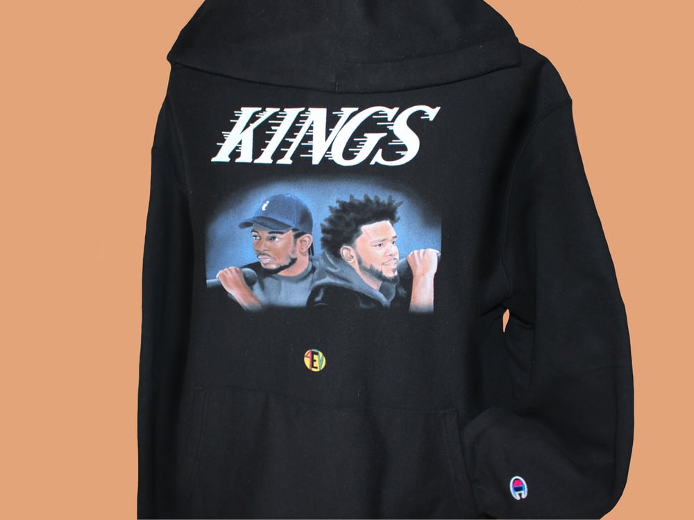 Image of Kendrick/Cole "KINGS" (CHAMPION) [ 4EV HOODIE] (BLACK)