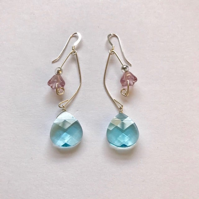 Image of Aquamarine and Lavender Fish Lure Inspired Earrings