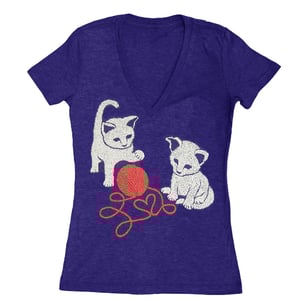 Image of Kittens Tee - Womens Fitted VNeck LG