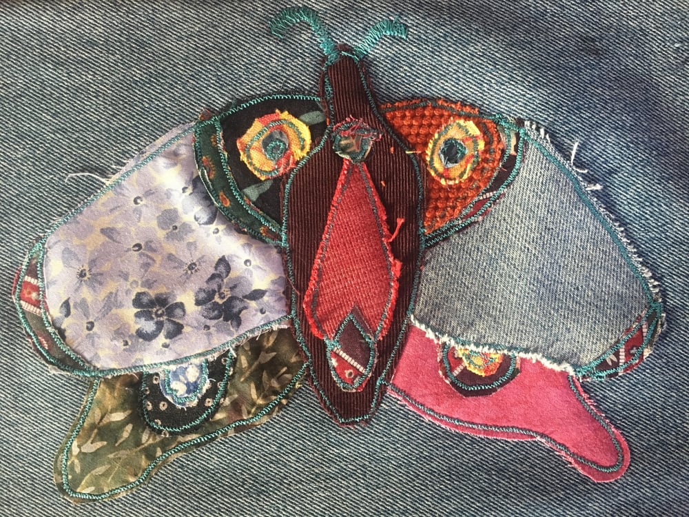 Image of Vulva Moth Patchwork Embroidery Patch