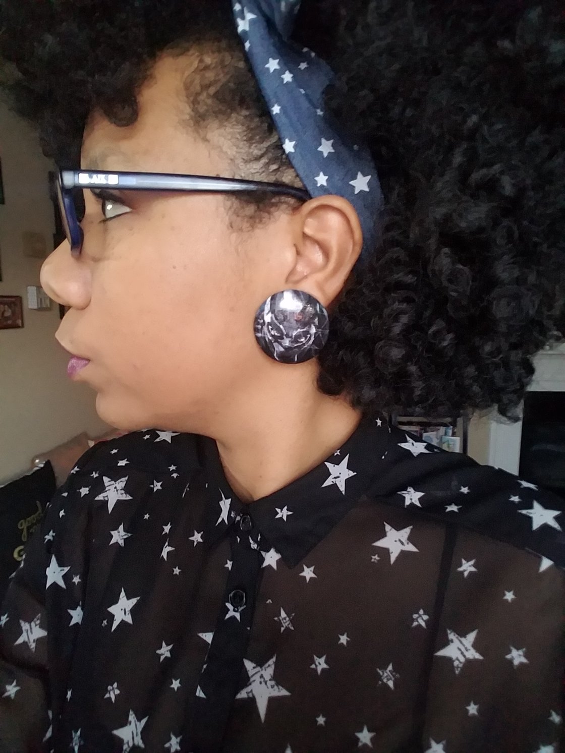 Image of Black Panther Button Earrings
