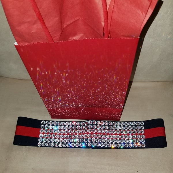Image of Swarovski Crystal Headband Navy Blue and Red