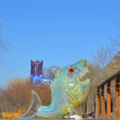Image of Fumed Standup Shark Rig with SOL perc 14.5mm joint