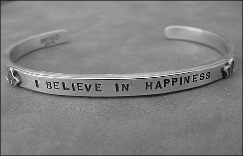 Image of "I Believe in Happiness" Sterling Bracelet