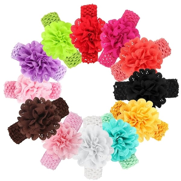 Image of Laser Cut Flower Crochet Headbands- fits Newborn-Adult