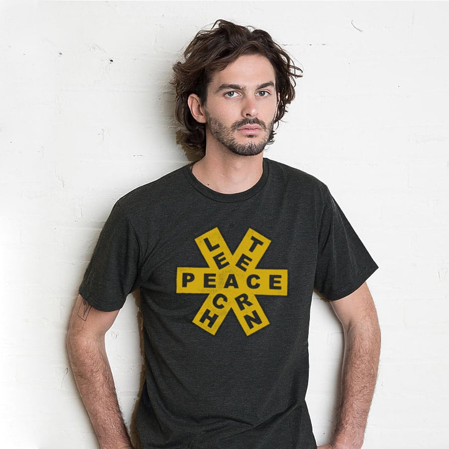 Image of TEACH / PEACE / LEARN Men's Shirt (Black/Mustard)