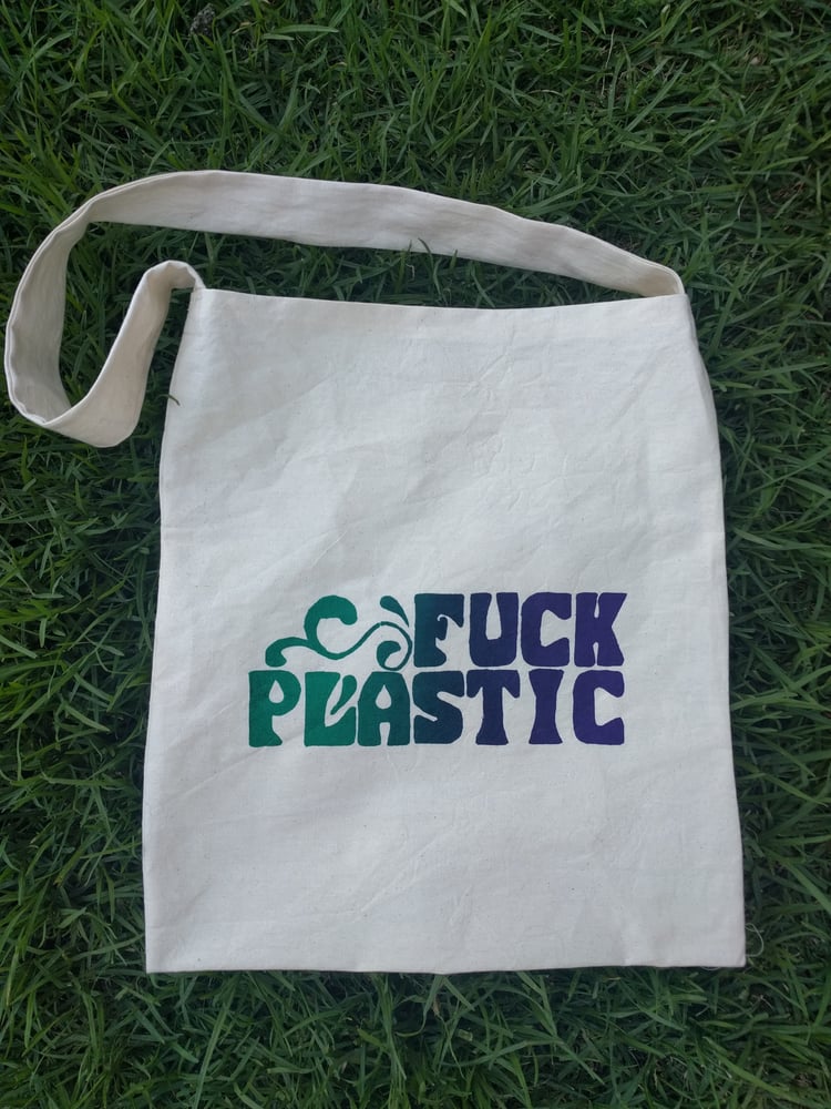 Image of Fuck Plastic Tote Peacock