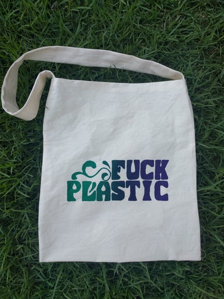 Image of Fuck Plastic Tote Peacock