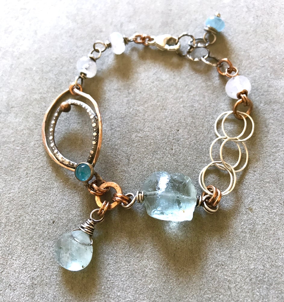 Image of Aquamarine and Moonstone organic bracelet