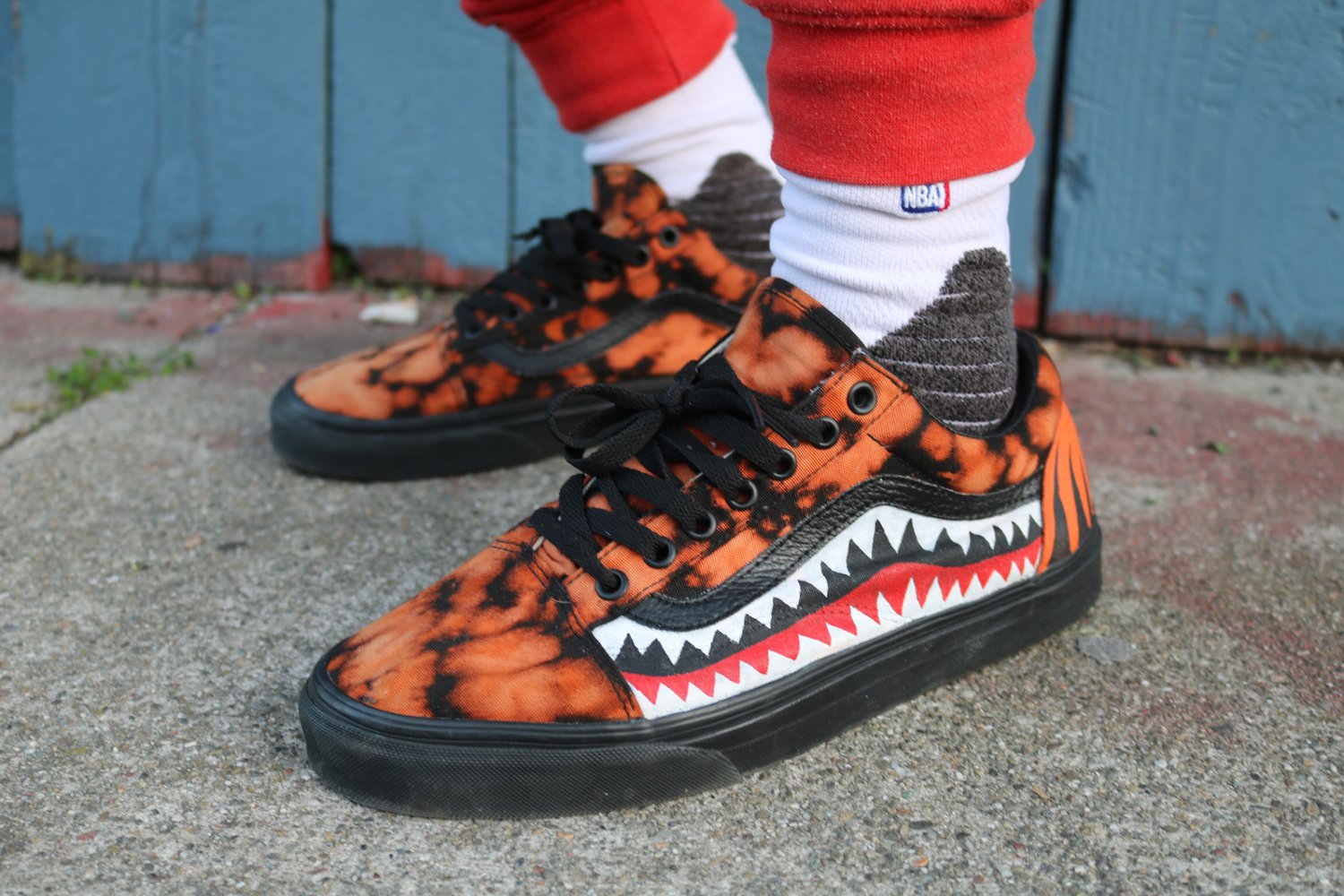 Bape Custom Vans Vans Old Skool Bape X Kaws W/bleach