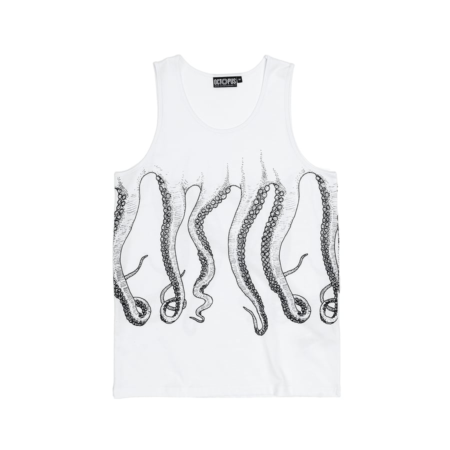 Image of OCTOPUS OUTLINE TANK TOP BLACK WHITE