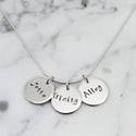 Personalised Triple Disc Sterling Silver Necklace