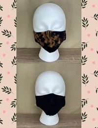 Image 3 of Brown and black jersey bleach dyed custom 3 layer reversible face mask