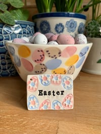 Image 5 of Handmade Ceramic Easter Tile with easter egg motif decoration