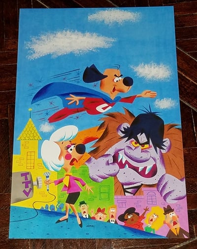 Image of UNDERDOG 1975 10x12.5 COMIC BOOK COVER ART PRINT with NO TITLE TREATMENTS!