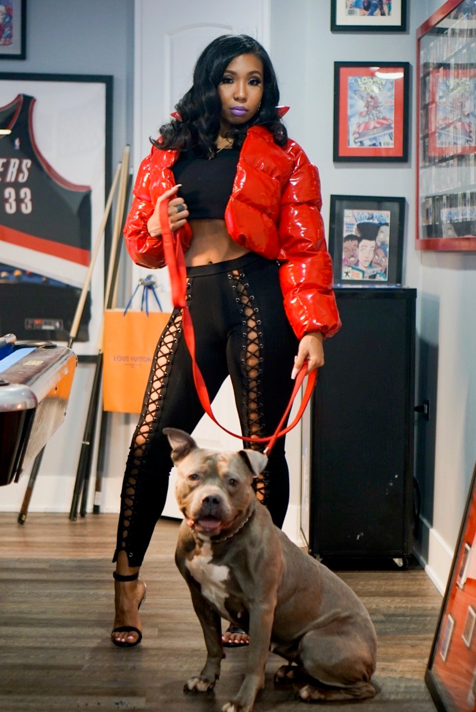 Image of Latex Bubble Coat- Red