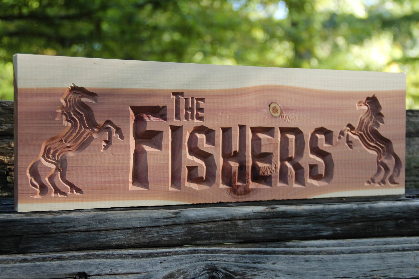 Custom made Personalized wood sign horse shoe signs cedar 