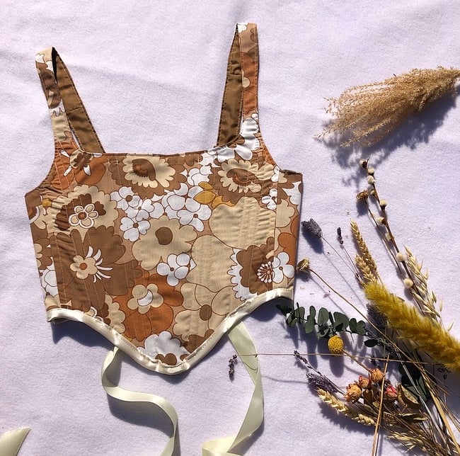 Vintage Retro Floral Reversible Corset