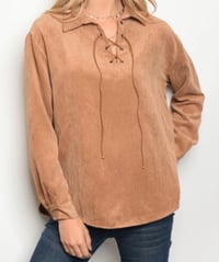 Image 3 of Lace Up Suede Top