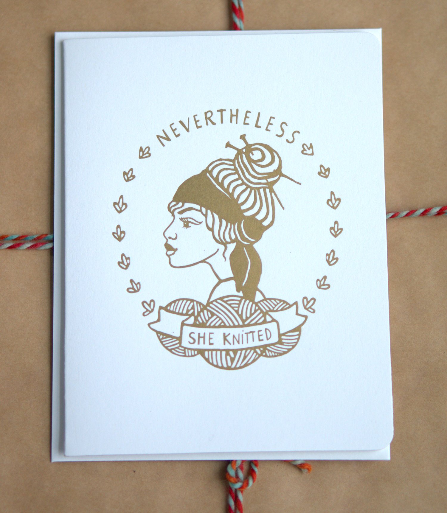 Image of Nevertheless She Knitted - Gold Letter Press Cards